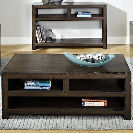 Rustic Casual Cocktail Table with Casters